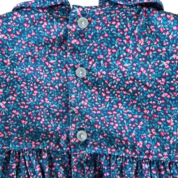 Vtg Polly Flinders Floral Long Sleeve Dress Rosette Smocking Eyelet Lace Sash 3T - Picture 9 of 13